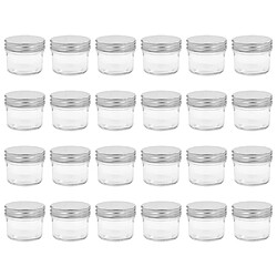 vidaXL 24 pcs Pots à confiture avec couvercles argentés Verre - 110 ml