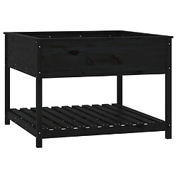 vidaXL Jardinière avec étagère Bois massif - Noir