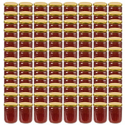 vidaXL Pots à confiture avec couvercle doré 96 pcs Verre - 230 ml