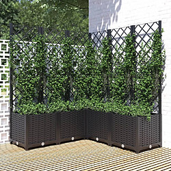 vidaXL Jardinière avec treillis 120 cm - Noir