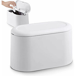 Vendos85 Petite Poubelle de Table 1.8L Blanc