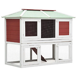 vidaXL Cage double pour animaux - Bois - Rouge