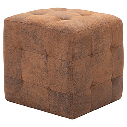 vidaXL Poufs Similicuir Daim - Marron (Lot de 2)