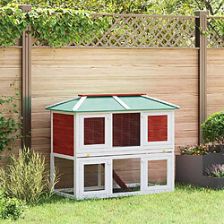 vidaXL Cage double pour animaux - Bois - Rouge