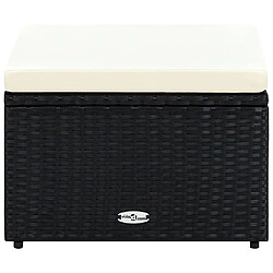 vidaXL Repose-pied Résine Tressée - Noir