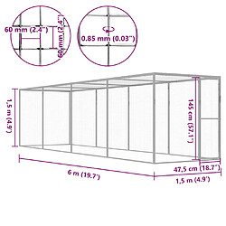 vidaXL Cage chat 6x1,5x1,5 m Acier galvanisé pas cher