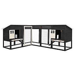 vidaXL Clapier avec piste - Bois de sapin - Gris et blanc