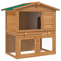 vidaXL Clapier d'extérieur Bois 3 Portes