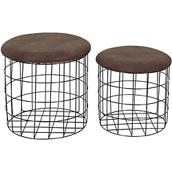 The Home Deco Factory Poufs gigognes filaires assise en PU (Lot de 2).