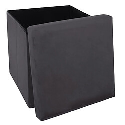 Avis Atmosphera Pouf coffre pliable velours Tess - L. 38 x H. 38 cm - Gris trend