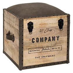 Atmosphera Pouf de rangement rétro en bois Company - L. 45 x H. 49 cm - Marron