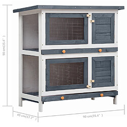 vidaXL Clapier Bois Gris 4 Portes pas cher