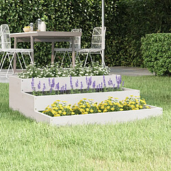 vidaXL Jardinière Blanc 78x78x27 cm Bois massif de pin