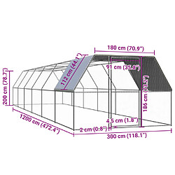 Acheter vidaXL Poulailler d'extérieur 3x12x2 m Galvanisé