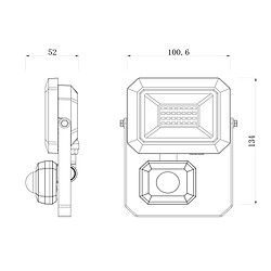 I-Watts Spot LED 20W - Détecteur de mouvement IP65 noir pas cher