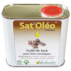 Oleobois Huile SAT'Oleo Mobilier 500ML Huile pour teck 0,5L - Protection contre UV et intempéries - Sans solvant