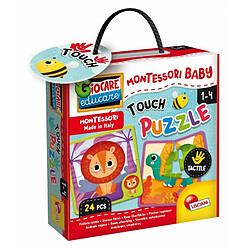 Lisciani giochi Puzzle Montessori Baby Touch Puzzle éducatif pour enfants - Thème animaux - 24 pièces - Carton - Éléments tactiles - Développe la logique