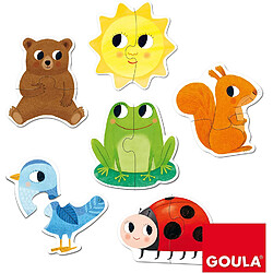 Puzzle en bois animaux 12 pièces pas cher