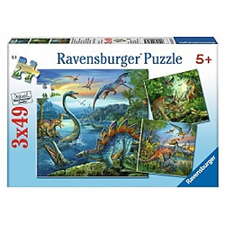 Ravensburger puzzle enfant dinosaures 3x49 pièces Puzzle enfant catégorie Puzzles - Thème dinosaures - Carton de qualité - Découpe précise - À partir de 5 ans - Lot de 3 puzzles de 49 pièces