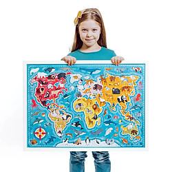 Puzzle carte du monde animaux - 60 pièces pas cher