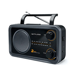 Muse M-06DS - Noir Radio portable AM/FM analogique - antenne FM pivotante - prise casque - entrée auxiliaire - alimentation secteur ou piles