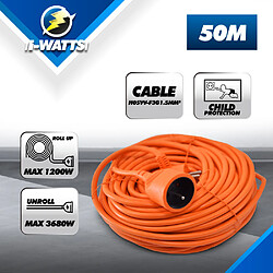 I-Watts Allonge électrique - 50 m - Orange