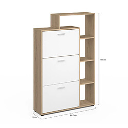 Idmarket MARKET Meuble Chaussures KLARK 3 Portes - Hêtre Blanc pas cher