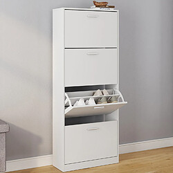 Idmarket MARKET Meuble à chaussures KLARK blanc 4 portes