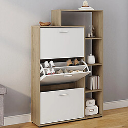 Idmarket MARKET Meuble Chaussures KLARK 3 Portes - Hêtre Blanc