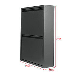 Helloshop26 Meuble à Chaussures 2 Tiroirs - Gris