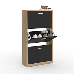 Idmarket MARKET Meuble Chaussures KLARK - Hêtre 3 Portes Noires