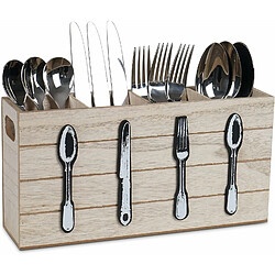 Vendos85 Range-couverts Rustique Bois 4 Compartiments