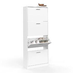 Idmarket MARKET Meuble à chaussures KLARK blanc 4 portes