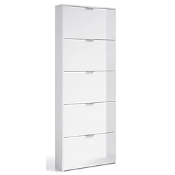 Pegane Commode à chaussures 5 abattants - Blanc brillant
