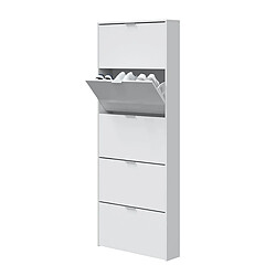 Pegane Commode à chaussures 5 abattants - Blanc brillant