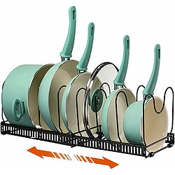 Vendos85 Porte-Casseroles Réglable Porte-casseroles en fer - 7 compartiments ajustables - Antirouille - Longueur réglable 30 à 58 cm - Pieds antidérapants