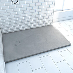 Aurlane SMOOTH 80 Receveur de douche - 120x80 cm - Résine SMC - Effet pierre - Gris