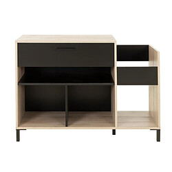 Vente-unique Meuble vinyles Jazzy - Noir et chêne clair