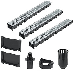 Lot de 3 caniveaux de drainage Helloshop26 - 100 cm
