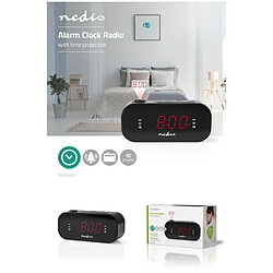 NEDIS Radio réveil alarme numérique projection Radio-réveil alarme numérique - Projection de l'heure - Affichage LED - AM/FM - Fonction Snooze - Minuterie de sommeil - 2 alarmes