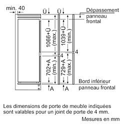 Réfrigérateur combiné intégrable à pantographe 260l - KI86NVFE0 - Iq300 - SIEMENS pas cher