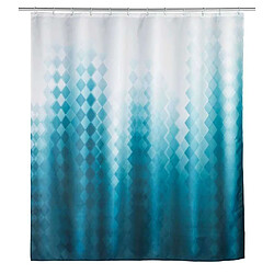 WENKO Rideau de douche losanges 180 x 200 cm - Bleu et blanc