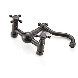 Robinet mural en cuivre antique à deux poignées