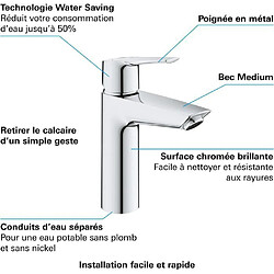 Mitigeur monocommande Lavabo GROHE - Taille M - Economie d'eau - Chromé pas cher