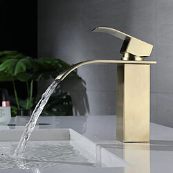 Robinet Lavabo Cascade Acier Inoxydable - Doré