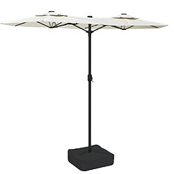 vidaXL Parasol double avec LED - Blanc sable
