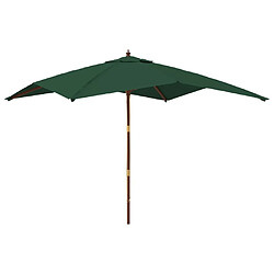 VidaXL Parasol avec mât en bois - Vert
