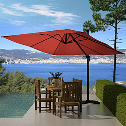 Avis Concept Usine Parasol terracotta déporté carré 3 x 3 m rotatif à 360 PALATINO