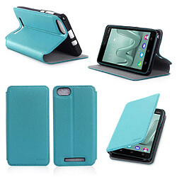 XEPTIO Wiko Lenny 3 - Turquoise Étui cuir PU - Ultra Slim - Stand intégré