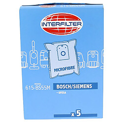 Bosch Sacs d’aspirateur compatibles Sacs pour aspirateur avec sac - Lot de 5 - Papier filtre haute efficacité - Compatibles Bosch/Siemens - Modèles BSG/BSN/VS listés